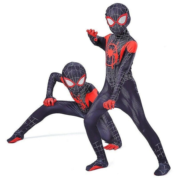 Kids Miles Morales Costume Spiderman Cosplay Jumpsuit Halloween Cosplay Suit 120cm