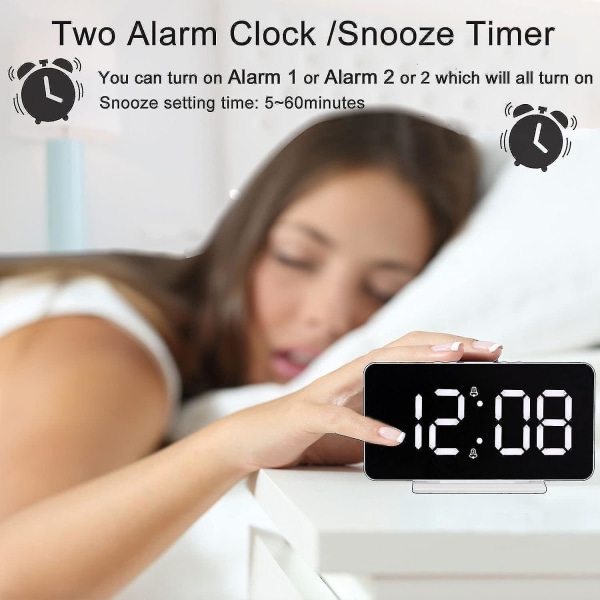 Digital Alarm Clock, Led Dimming Display Alarm Clock With Power