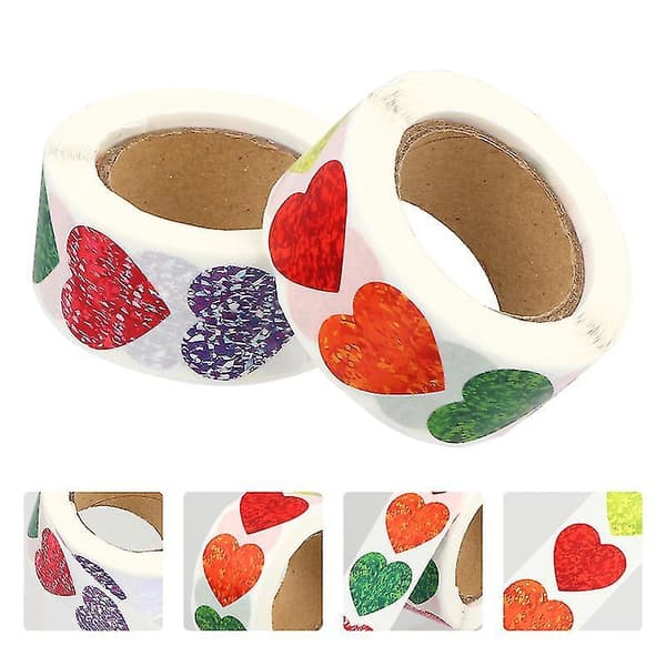 2 Rolls Valentine's Day Sealing Stickers Self-adhesive Heart Shape Labels