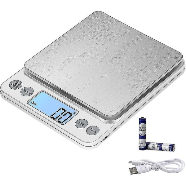 Extra Large Size Food Scale 5kg/0.1g Usb Rechargeable Digital Kitchen Scale, Precision Electronic Scale Stainless Steel Weighing Table Tops