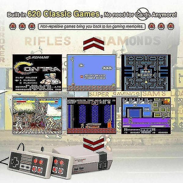 Game Console 620 Built-in Mini Classic Nes Games W/ 2 Controllers Retro Kid Gift EU Plug