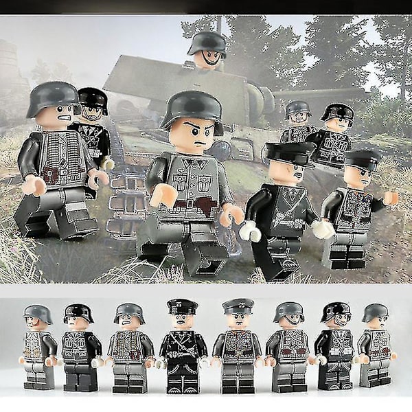 Fangnuo8pack Of Military Building Block Minifigures 2standing German Officers And Soldiers Building Blocks Toy