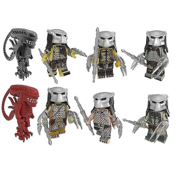 8pc Predator Alien Assembled Building Block Minifigures Educational Children's Toy