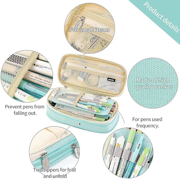 Pencil Case Large Pen Case Office College Large Storage Bag Storage Bag Storage Box Student (cyan)