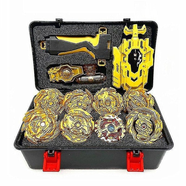 8pc  Beyblade Gold Takara Burst Set Spinning With Grip Launcher Portable Box