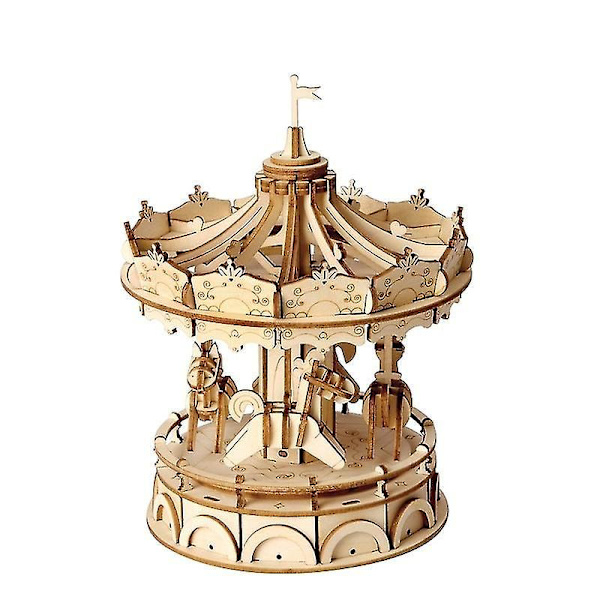 1mor Wooden Model Building Block Kit Diy Assembled Toy Animal Biological Model Kit (carousel)