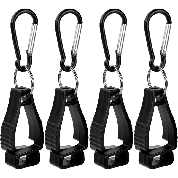 4 Pieces Glove Holder Clip Non-slip Work Glove Clip Holder Glove Clip With Carabiner Clamp Safety Work Protection Clip For Key Helmet Towel, Black