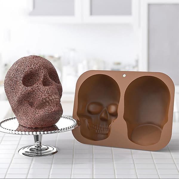 Stor Realistisk Silikone Kraniekageform DIY Bageform til Halloween