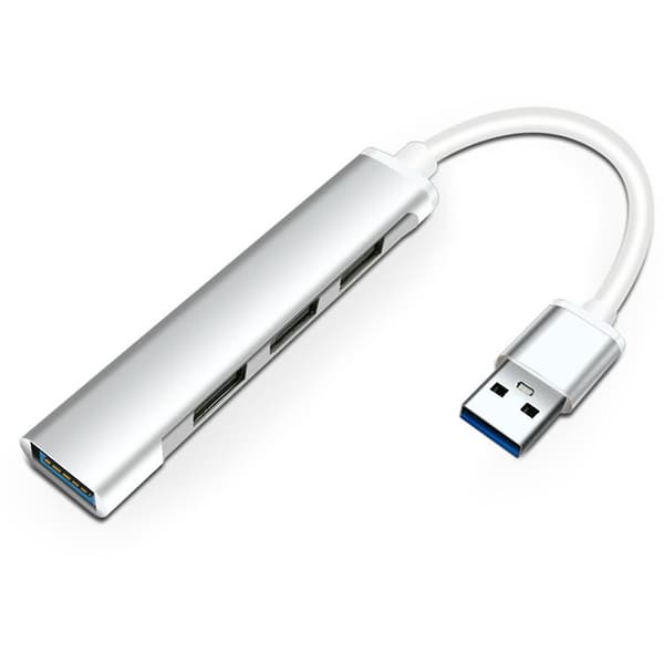 Mini Docking Station 4 Ports Usb 3.0 Cable Hub Splitter Connector For Laptop Silver