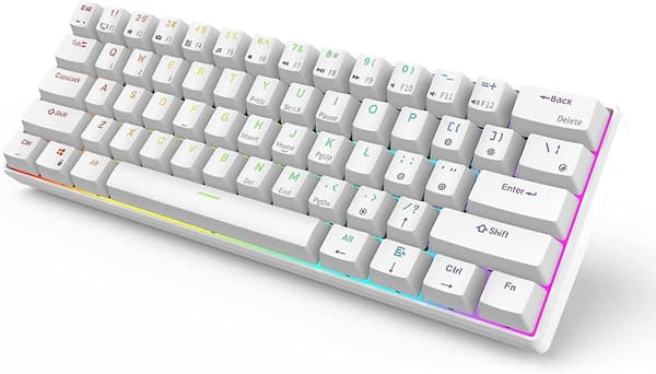 Rk Rk61 Rgb Wireless/wired 60% Compact Mechanical Keyboard, 61-key Bluetooth Small Portable Gaming Office Keyboard, Suitable For Windows And Mac White