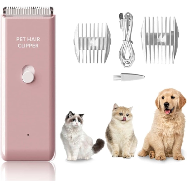 Professional Dog Clipper, Electric Hair Clipper Grooming Kit For Cat Pets, Usb Rechargeable Wireless Quiet Hair Clipper For Dog And Cat Trimmer (rose)