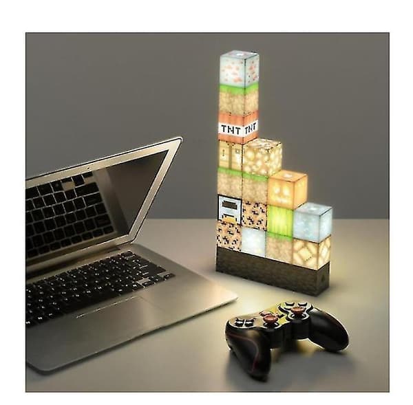 16pcs Minecraft Building Block Light Desk Lamp Splicing Light Stitching Lamp Diy