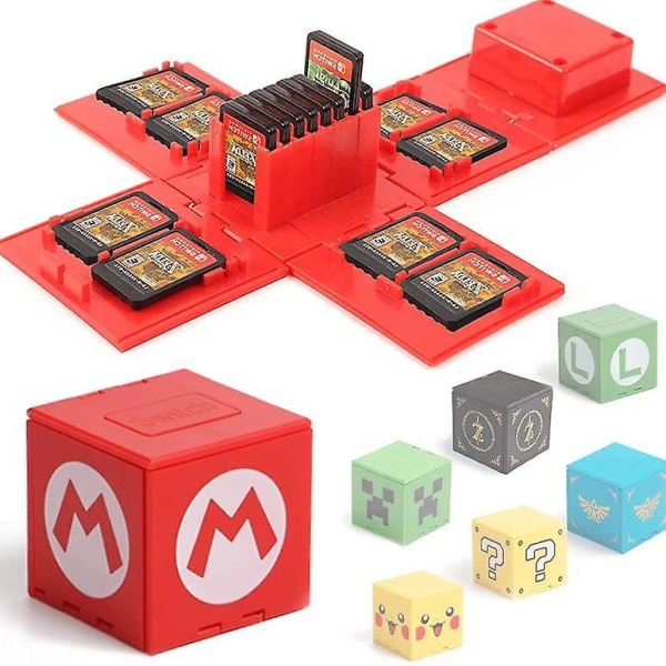 Switch Game Card Storage Box Foldable Ns Card Organizer Capacity 16 Pieces Card Red Mushroom