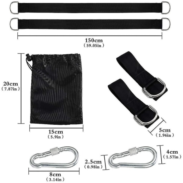 Swing Attachment, Hammock Attachment Swing Suspension Strap Kit With 2 Heavy Duty Carabiners And D-rings, Holds Up To 550 Kg With Storage Bag, Tree Pr