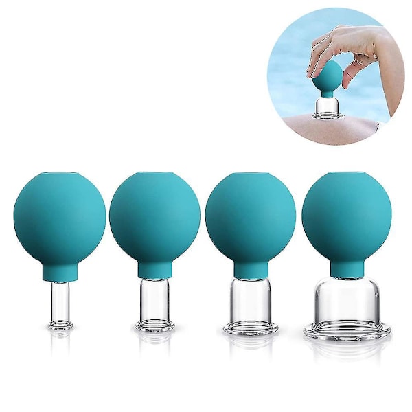 Cupping Glasses With Suction Ball [4 Pieces] - High-quality Cupping Green