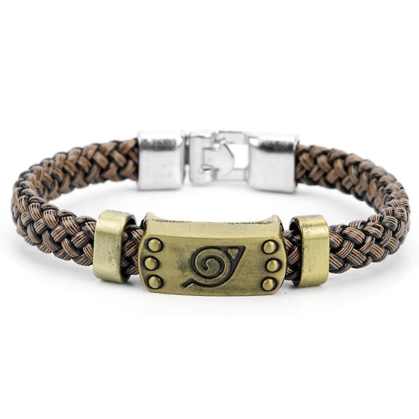 1mor Naruto Bracelet Konoha Leather Cord Woven Wristband Bracelet