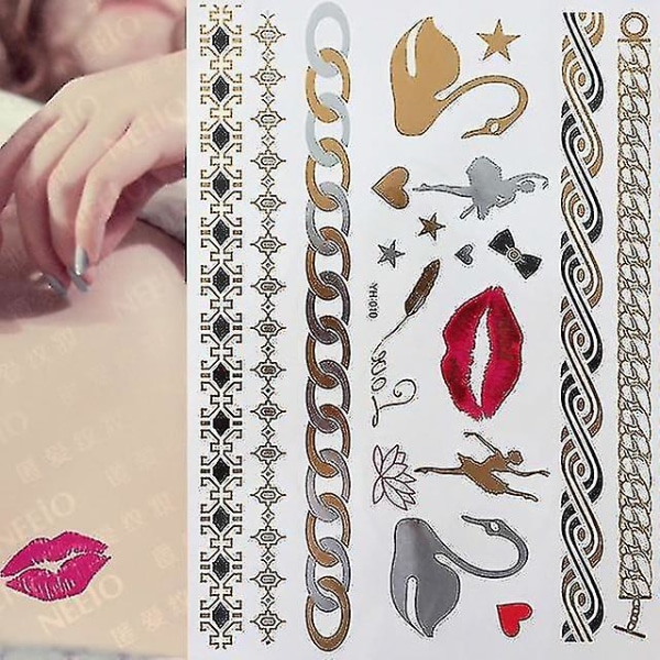 Flash Metallic Waterproof Tattoo Gold ,silver - Women Fashion Design Temporary