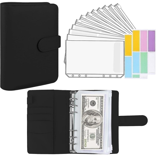 Pu Leather Binder Budget Planner Cash Envelope Wallet System White