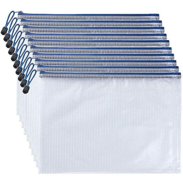 10 Pieces Document Pocket A3, Plastic File Pockets With Zipper For File, Paper