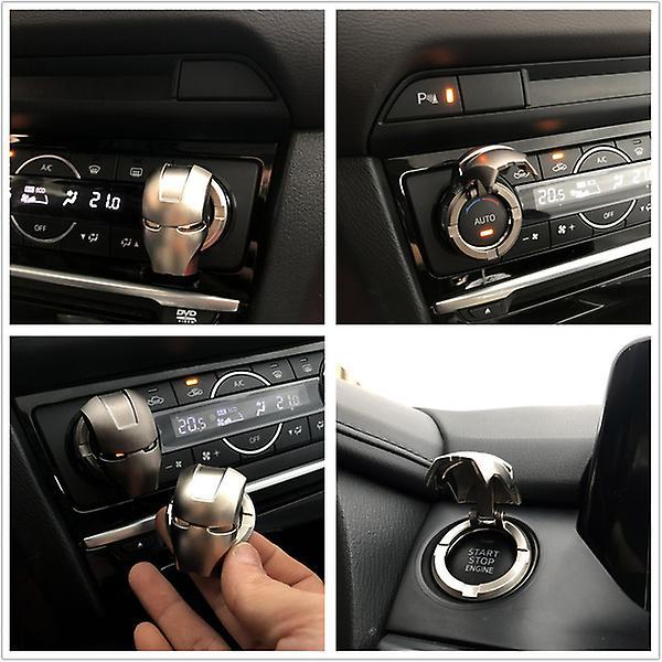3D auton moottorin sytytyksen käynnistys- ja pysäytyspainikkeen vaihtokytkin, käynnistys- ja pysäytyskoristelistansuojus, autojen koristeelliset lisävarusteet Silver