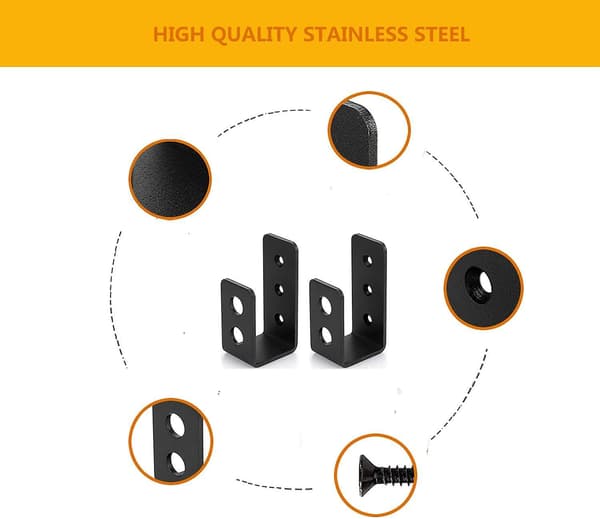 2 Pack Heavy Duty Steel Door Brackets For 2x4 Door, U-shape Security Bar