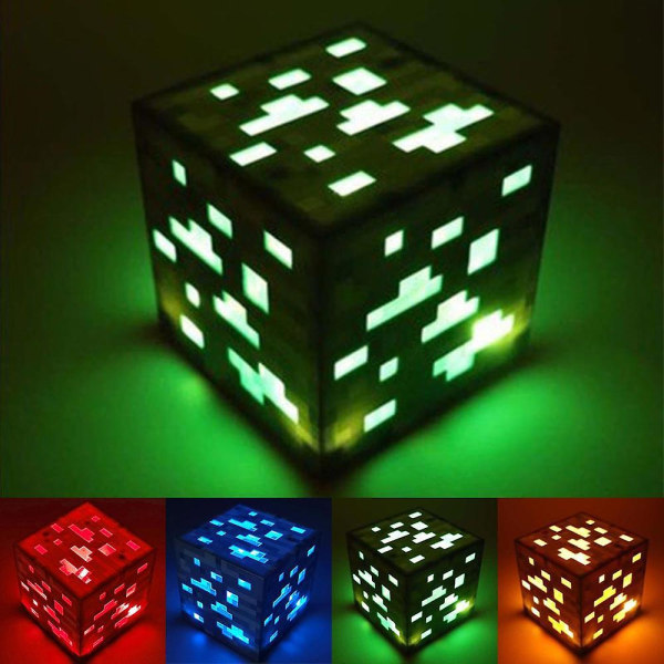 Minecraft Miners Lamp Pixel Cube Rechargeable Decorative Night Light Green