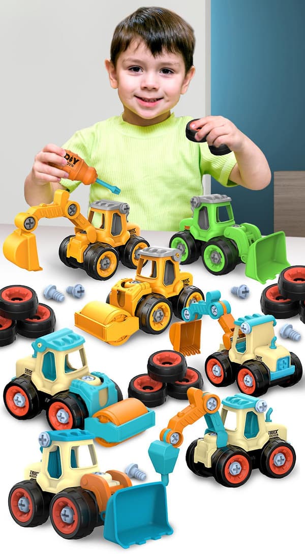 Nut Disassembly, Loading And Unloading, Construction Truck, Excavator, Bulldozer,educational Toy Car Model