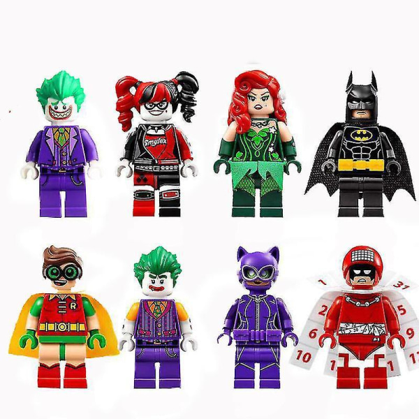 Clown Batman Calendar Man Robin Superhero Minifigures Building Blocks Assembled Educational Toys8pcs