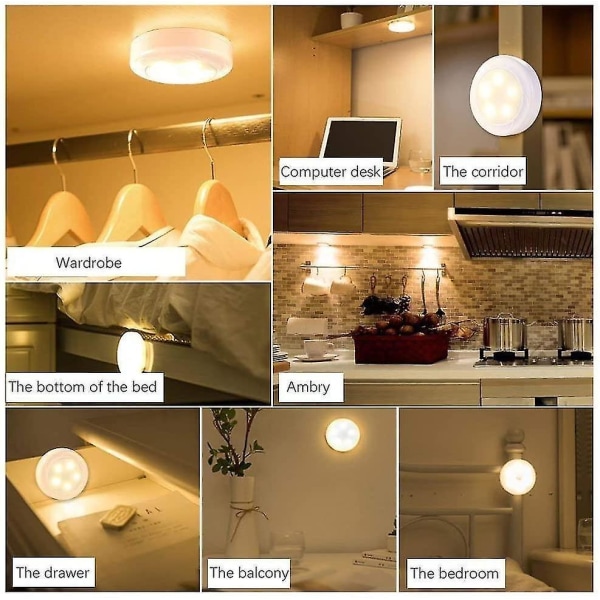 Closet Lamp Closet Lamp Led Remote Control Dimmable Kitchen Lamp Cabinet Light Wall Sconce By Battery (6 Pack)