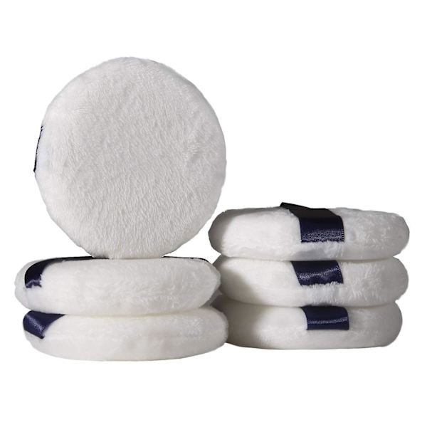 6 Pack Powder Puff Ultra Soft Washable Velour Fluffy Body Powder Puffs With Ribbon, Pure Cotton Round Makeup Puff, For Loose Powder Mineral Powder Bod