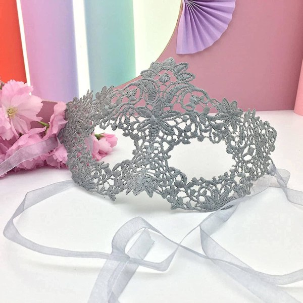 Masquerade Black Lace Mask Half Face Sexy White Eye Mask Halloween Costume Party Adult Girl silver