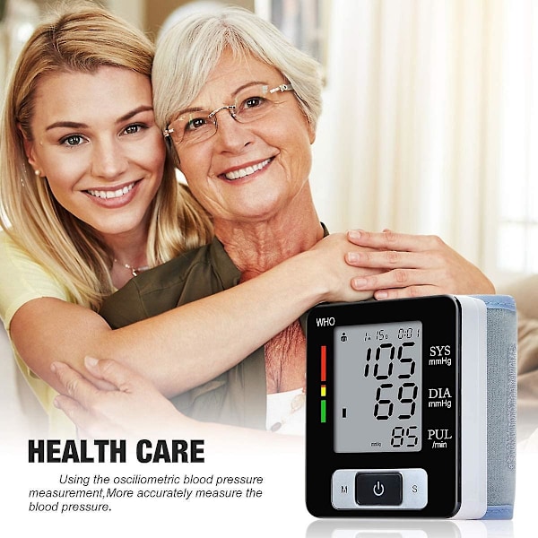 Automatic Digital Wrist Blood Pressure Monitor Heart Beat Upper Lcd Counter