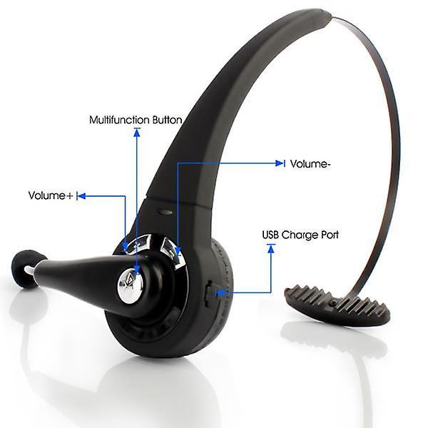Wireless Headset Truck Driver Noise Cancelling Over-head Bluetooth Headphones With Charging Base Black