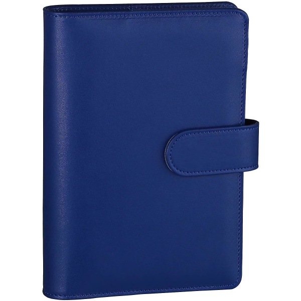 A6 Pu Leather Budget Binder Refillable 6 Ring Notebook Binder For A6 Refill Paper Navy blue