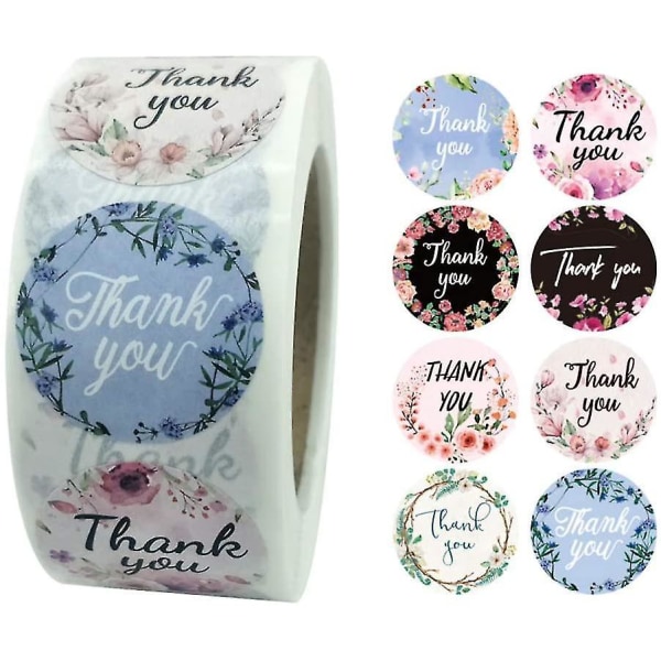 Thank You Stickers Roll, 1inch 1000pcs Flower Self-adhesive Thank You