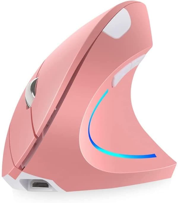 Wekity Right Handed Wireless Ergonomic Rechargeable Vertical Mouse With 4 Adjustable Dpi Pink