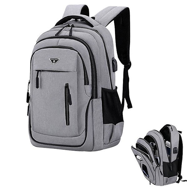 Back To School Big Capacity Men Backpack Laptop 15.6 Oxford Gray