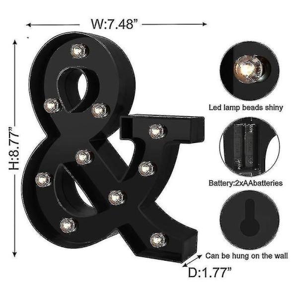 Newly Design Led Letters Lights 26 Alphabet Black Decorative Marquee Lamps For Wedding Party L