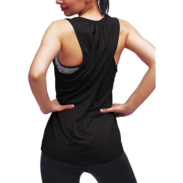 Workout Tops For Women Yoga Athletic Shirts Long Tank Tops Gym Clothes Black X-Large