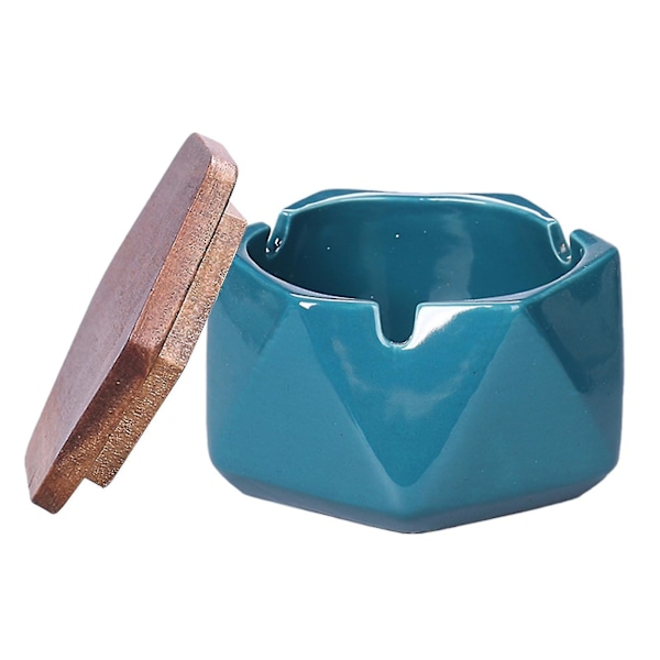 Ashtray Retro Multi-function Ceramic Windproof Geometric Ash Tray For Home Green