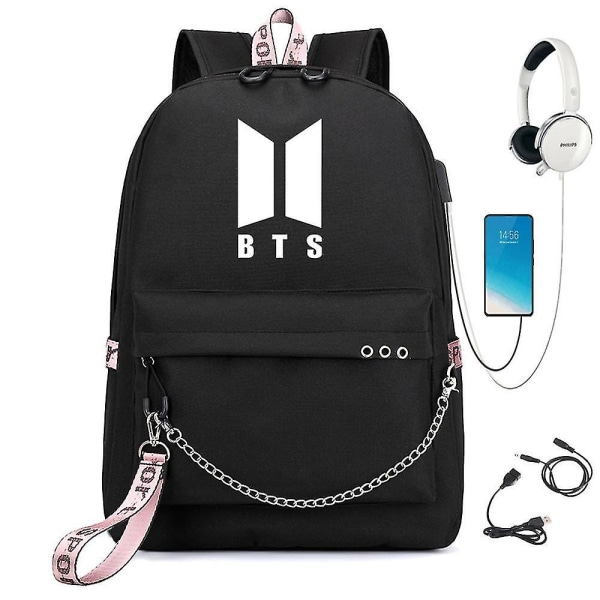 Bts Backpack Cute Usb Charging School Bag Color-4