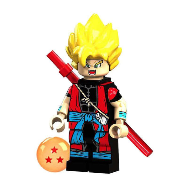 6pcs Dragon Ball Cartoon Super Saiyan Sun Wukong Vegeta Children Assembled Building Block Toys