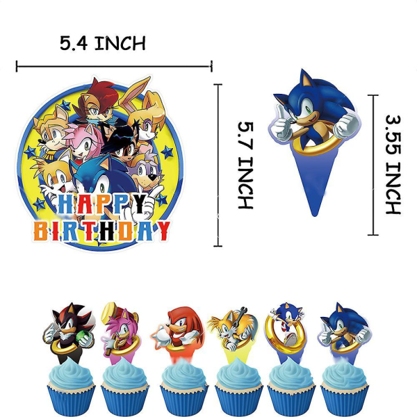 Sonic The Hedgehog Kids Happy Birthday Party Latex Balloons Banner Cake Toppers Invitations Decor Set