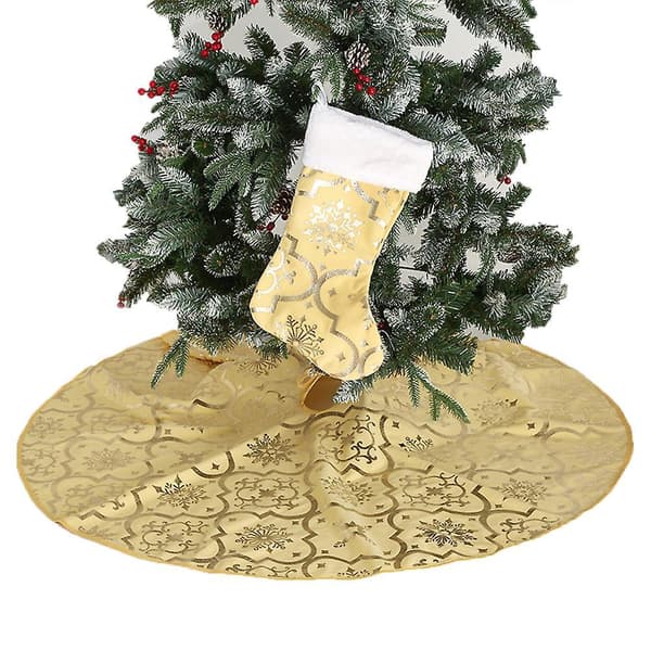Snowflake Christmas Tree Skirt -120cm Gold