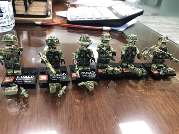 6pcs Military Building Blocks Minifigure Camouflage Falcon Commando With Weapons Small Particles Assembling