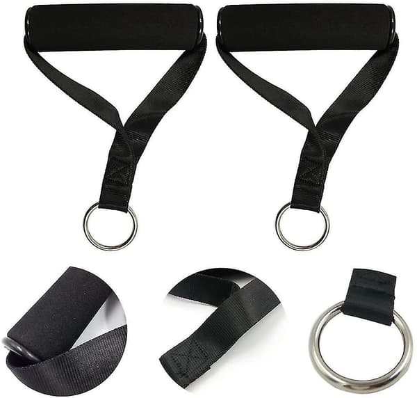 Resistance Band Handle Heavy Duty Cable Machine Attachment With Abs Core, Strong Nylon Webbing, And Seamless Steel O Ring