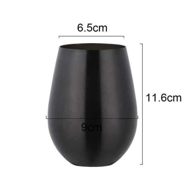 Father's Day Gift Stainless Steel Stemless Wine Glass, Outdoor Portable Wine Tumbler For The Pool, Camping, Cookouts, Travel - Set Of 2 Metal Dri Black