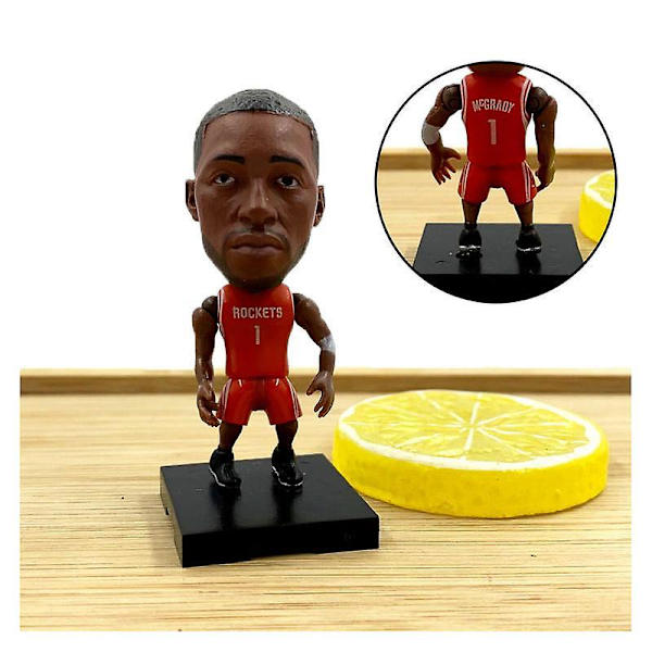 7cm Height Cartoon Style Nba Super Star Action Figures, Doll Toy Assembly, Optional Choice, Diy McGrady 1 Red