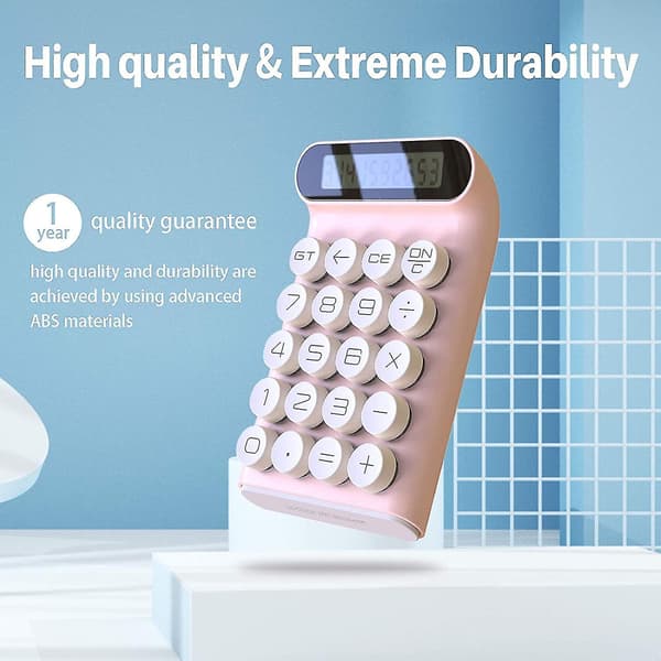 Ruikalucky Mechanical Switch Calculator,handheld For Daily And Basic Office,10 Digit Large Lcd Display (pink)