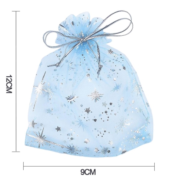 50pcs Christmas Drawstring Gift Bags Transparent Xmas Stocking Bags For Candy Cookie Chocolate Light Blue